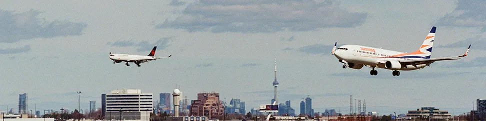 Planes on approach to Pearson Airport