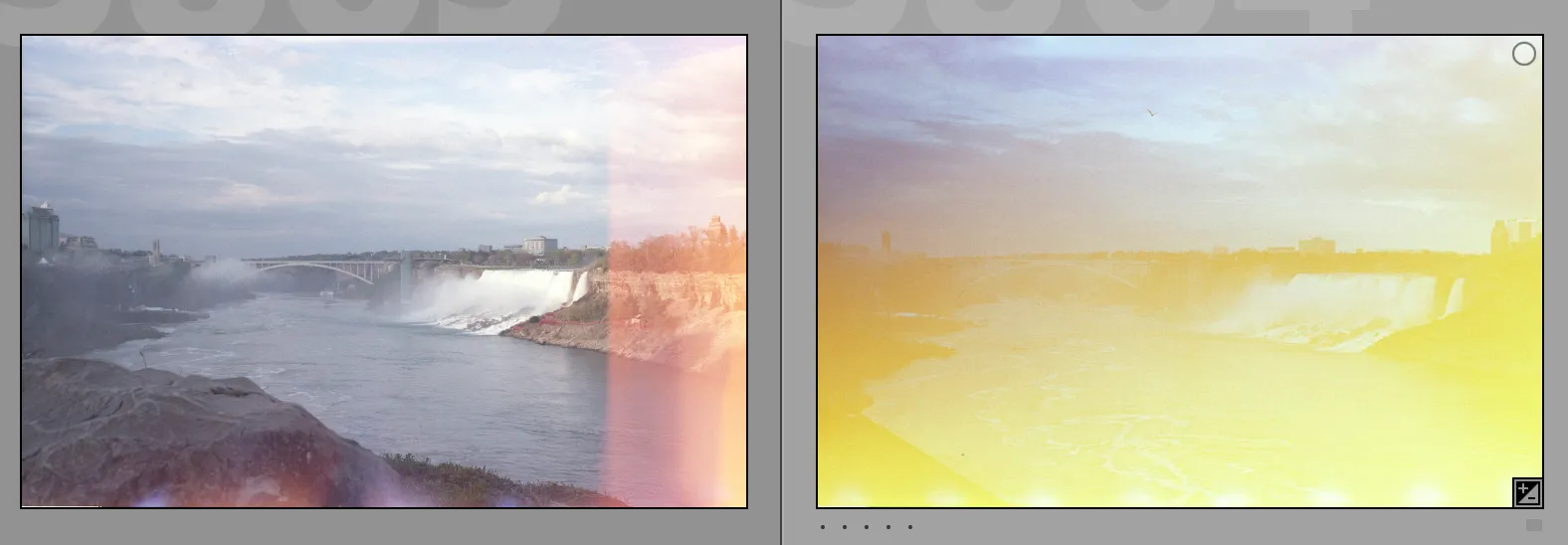 Lightroom screenshot showing light leak