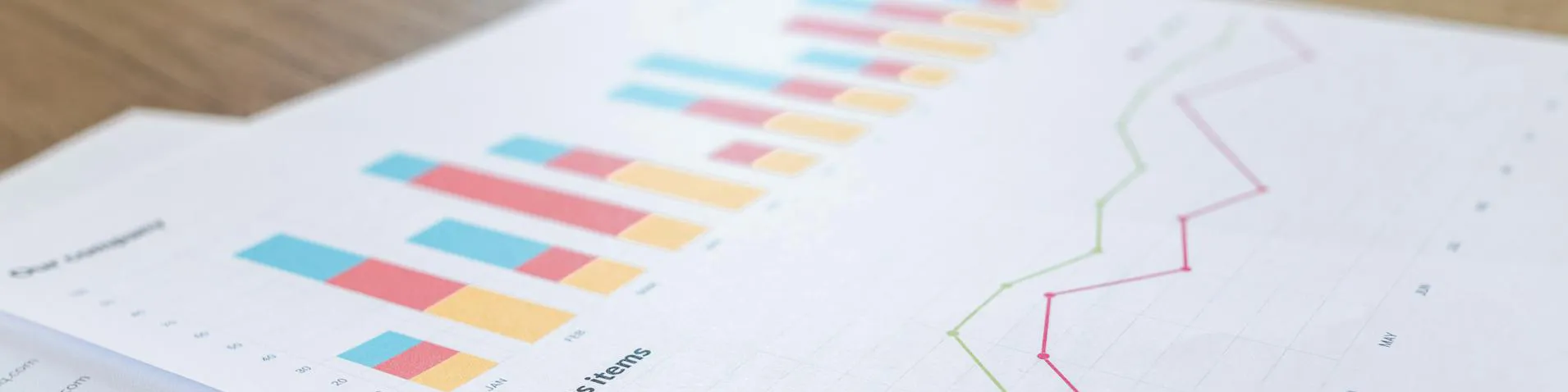 Piece of paper showing bar graph and line graph